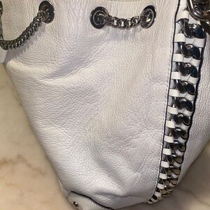 white bucket bag
